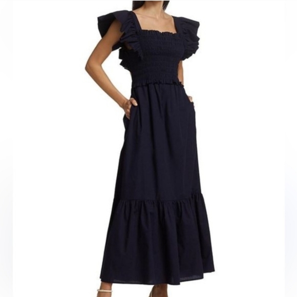 Sea New York Gladys Navy Smocked Maxi Dress - Picture 1 of 14